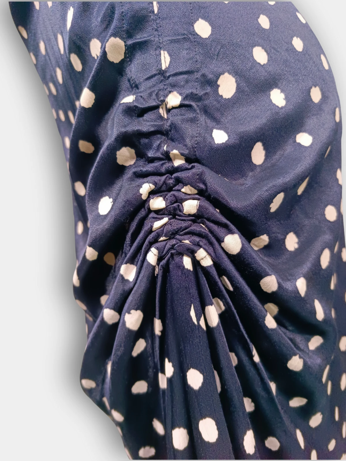 Midnight Dot Ruched Skirt - silk bottoms available at theGirlyZone Kampala